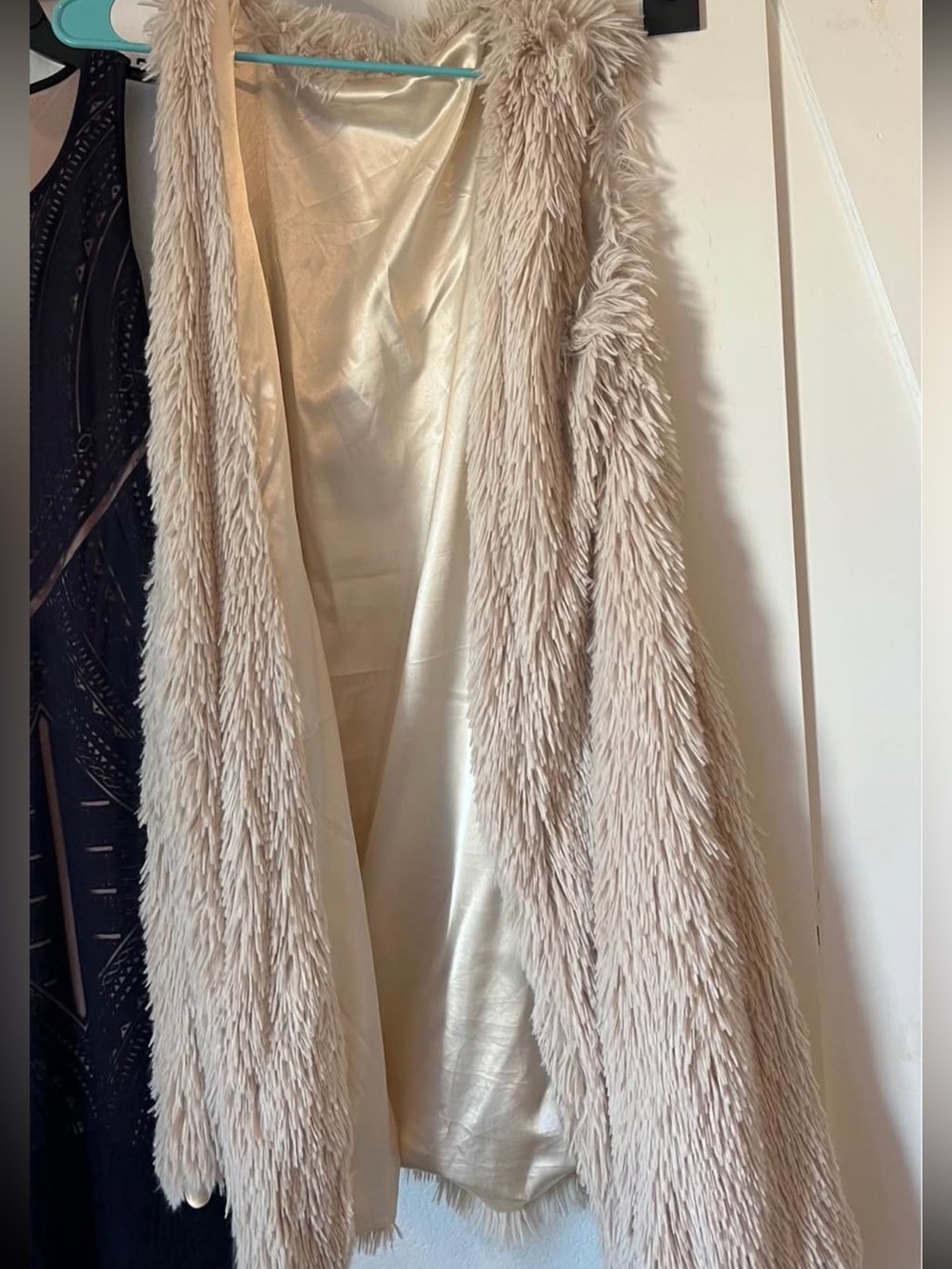 Cream Faux Fur Open Vest